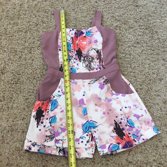 Dapper Sz 1 Floral Shorts Romper Pink Mauve Pocket - Picture 6 of 8